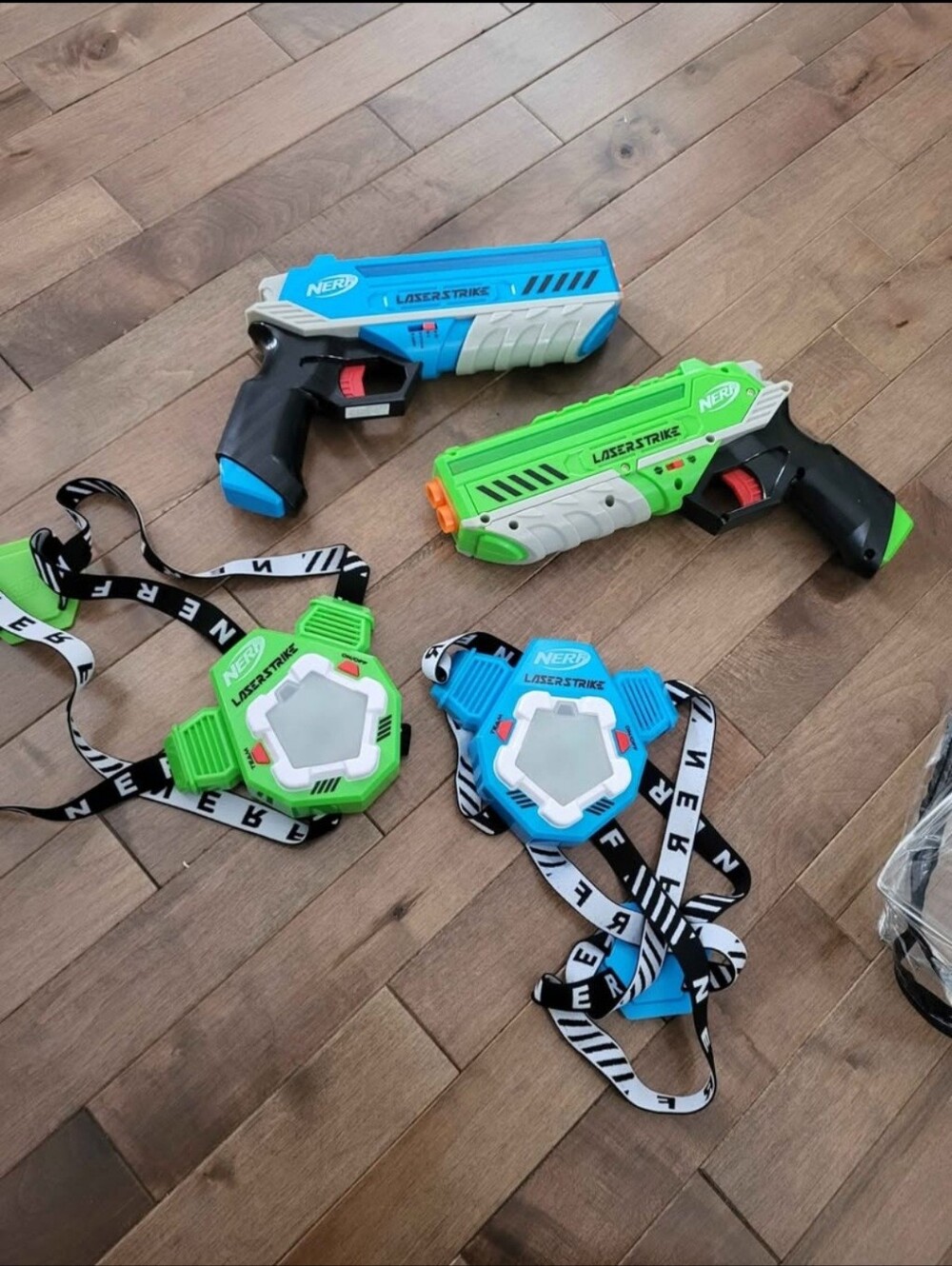 Nerf Laser Strike Blasters with Green and Blue Sensors